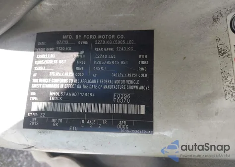 2013 Ford Transit Connect Xl z USA, uszkodzony, nr VIN NM0LS7AN9DT176184